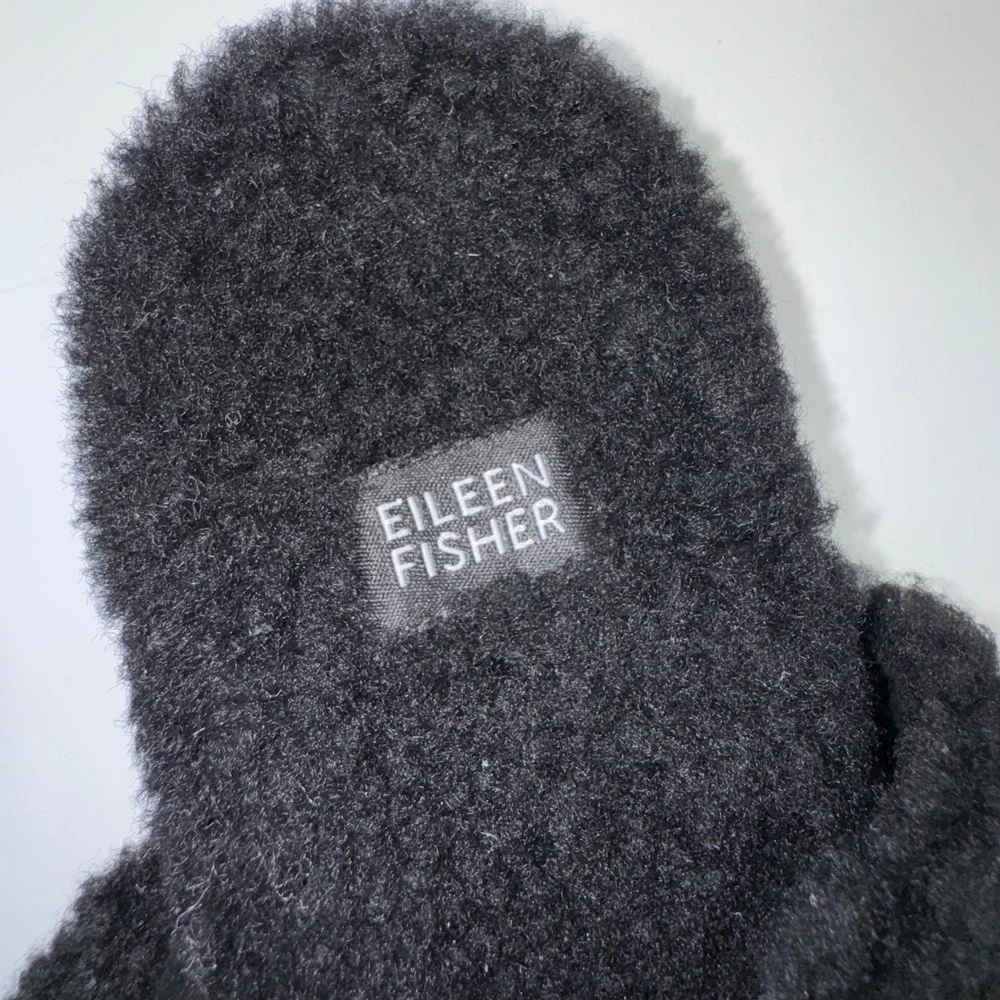EILEEN FISHER Shoes Womens 7.5 Dello‎ Shearling Slide Sandal Black Lamb Fur Slip - Picture 7 of 13